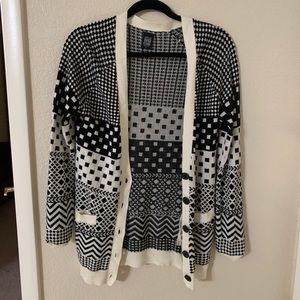 White and black cardigan